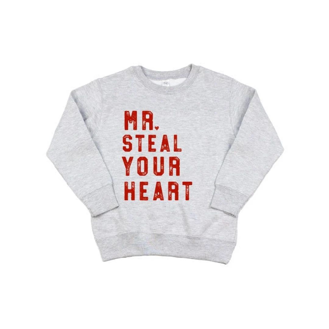 Mr Steal Your Heart Valentines Day Sweatshirt, Valentines Day Sweatshirt, Boys Sweatshirt Toddler... | Etsy (US)