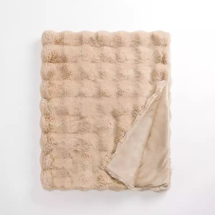 Taupe Faux Fur Bubble Throw | Kirklands