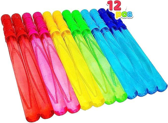 Joyin Toy 12 Pack 14’’ Big Bubble Wand Assortment (1 Dozen) with Bubble Refill Solution - Sup... | Amazon (US)