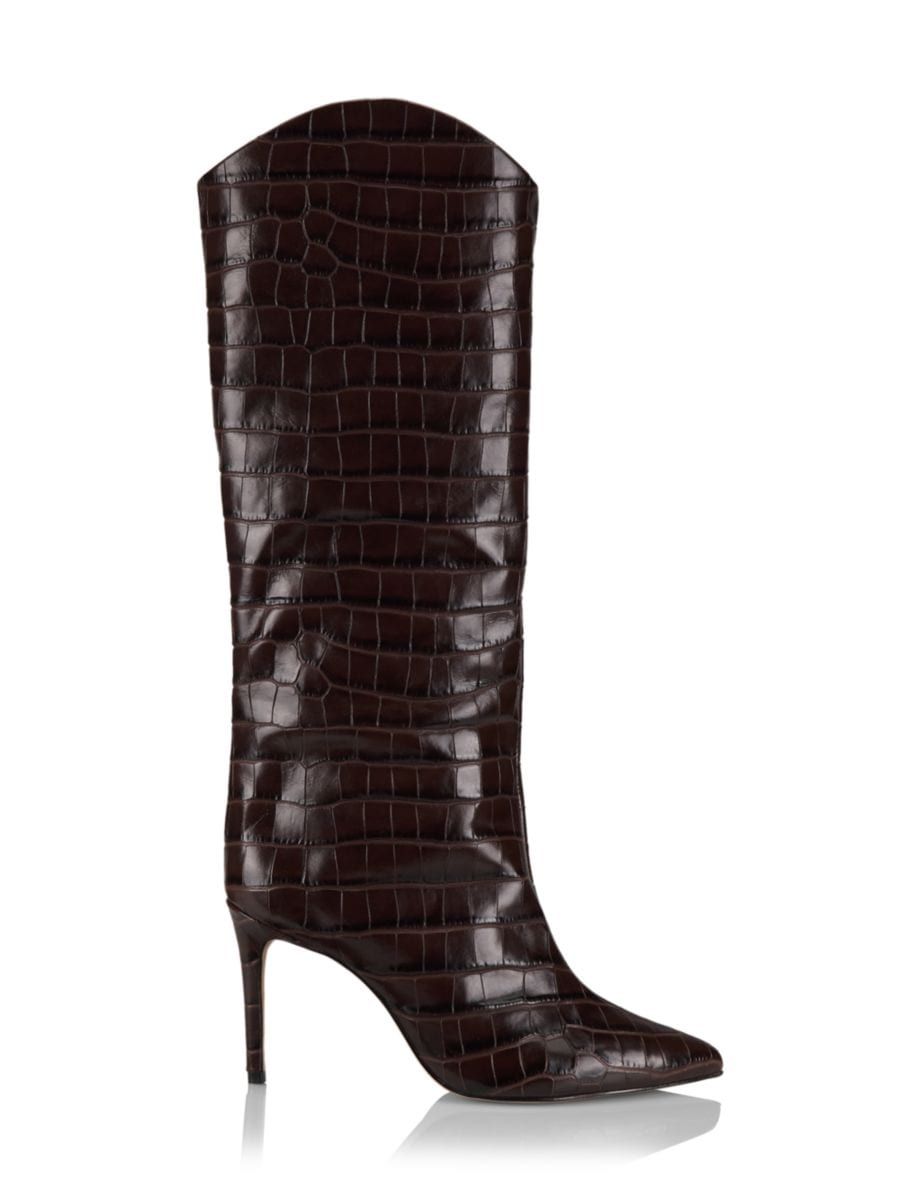 Schutz Maryana Croc-Embossed Leather Knee-High Boots | Saks Fifth Avenue