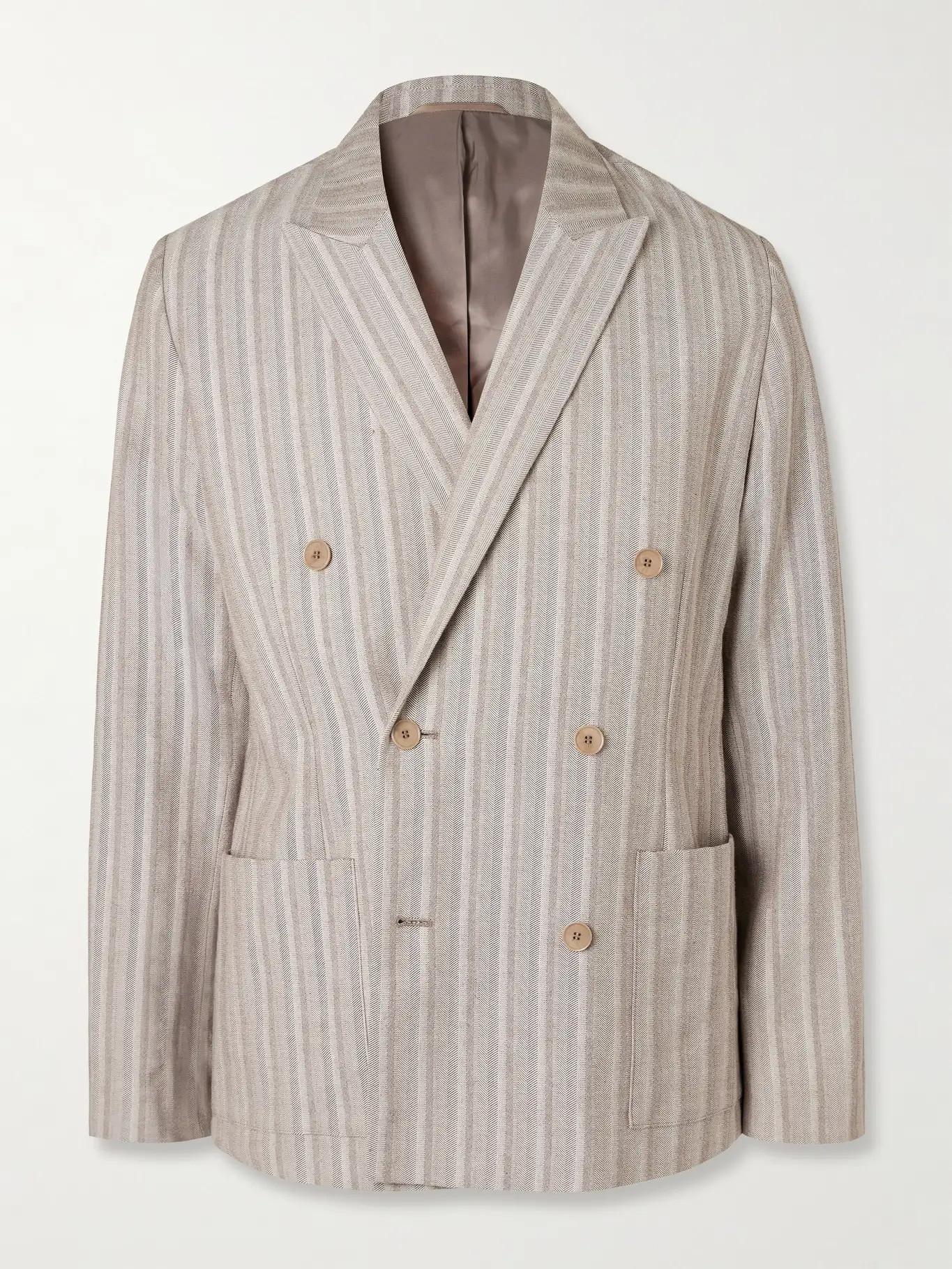 Jordin 10058 Double-Breasted Striped Cotton-Blend Herringbone Blazer | Mr Porter (US & CA)