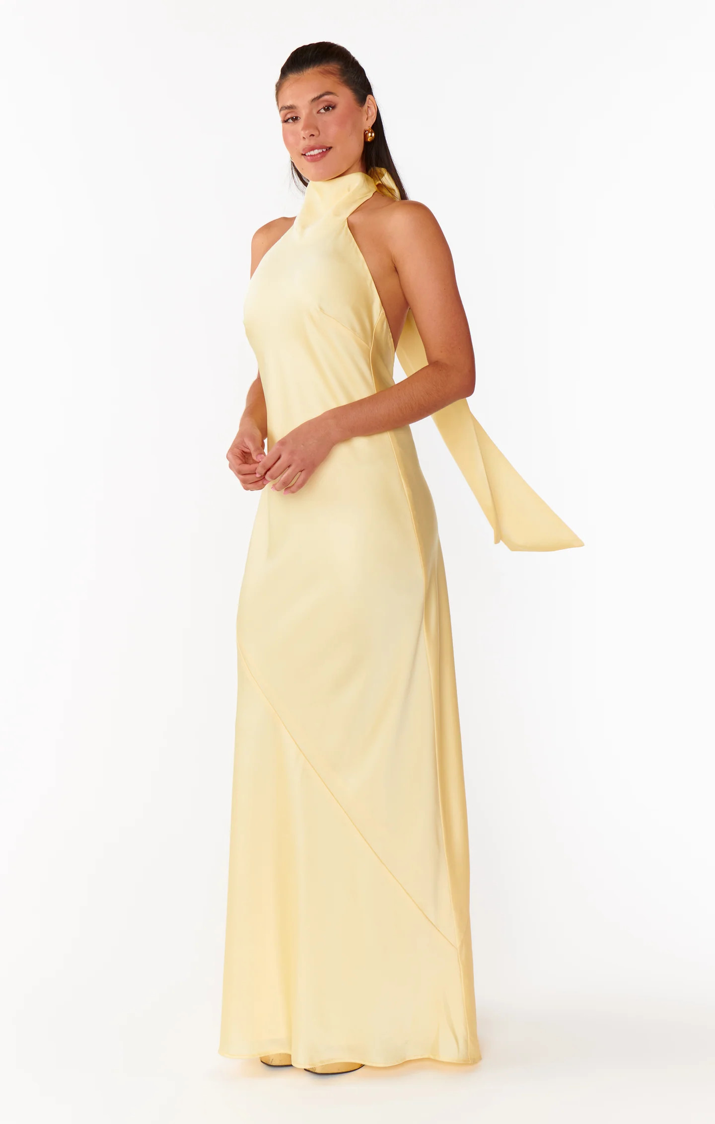 Lisa Maxi Dress ~ Pale Yellow Luxe Satin | Show Me Your Mumu