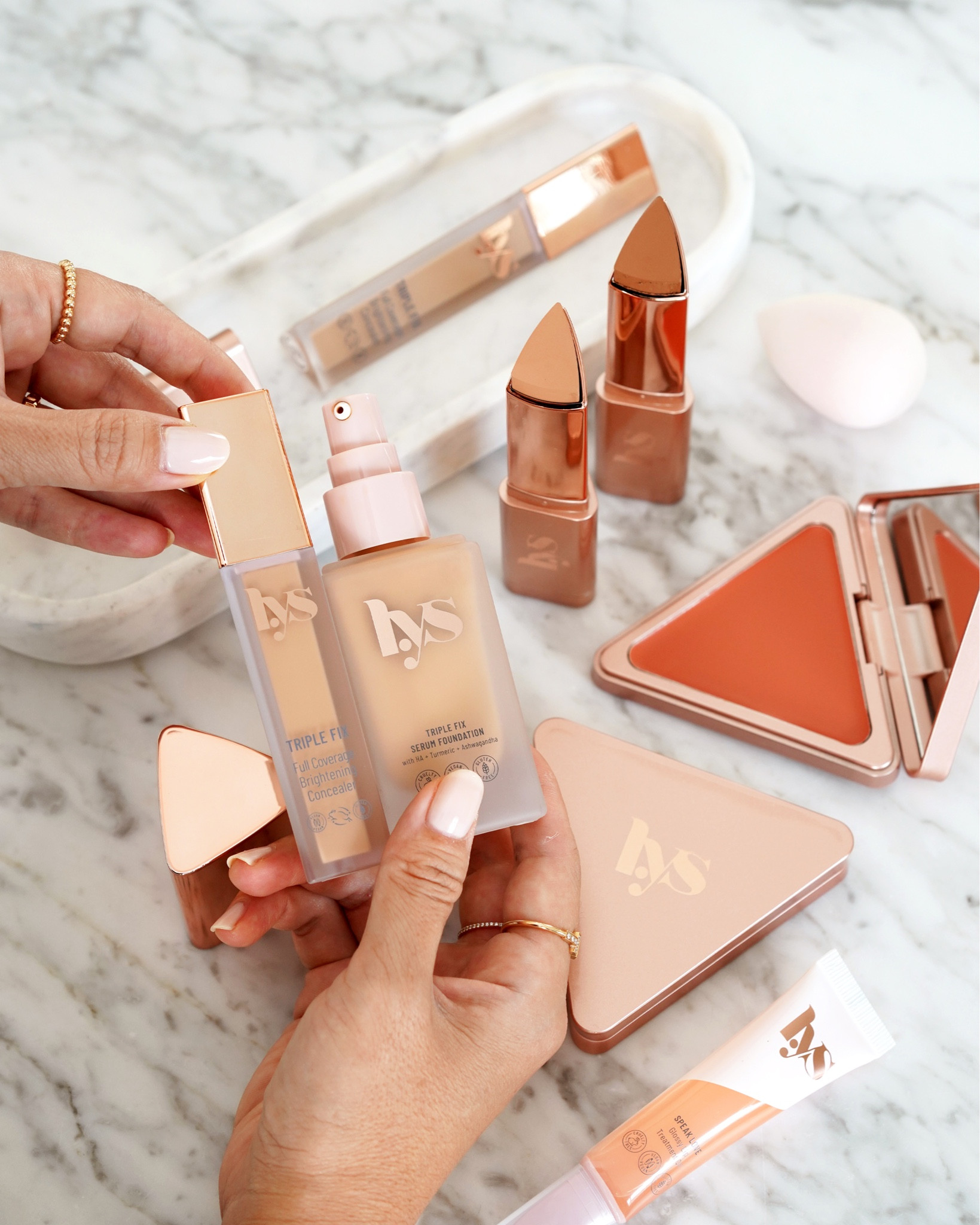 New beauty loves from @lysbeauty featuring their

Triple Fix Serum Foundation in Shade TG1
Triple Fix Brightening Concealer in Shade MN3
No Limits Cream Bronzer and Contour Stick in Medium
Higher Standard Satin Matte Cream Blushes in Classy + Self Love
Speak Love Glossy Lip Treatment Oil

Available at @sephora 

#LTKbeauty