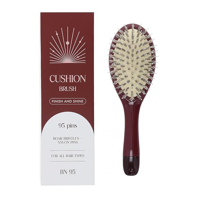 Boar Bristle Hair Brush -boar bristles + nylon pins， Smoothes & Detangles All Hair Types, Hairb... | Amazon (US)