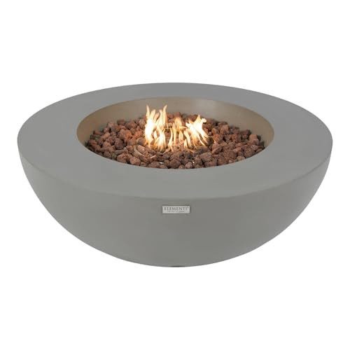 Elementi Lunar Fire Bowl Outdoor Fire Pit Table 42 Inches Round Firepit Concrete Patio Heater Electronic Ignition Backyard Fireplace Cover Lava Rock Included Liquid Propane | Amazon (US)