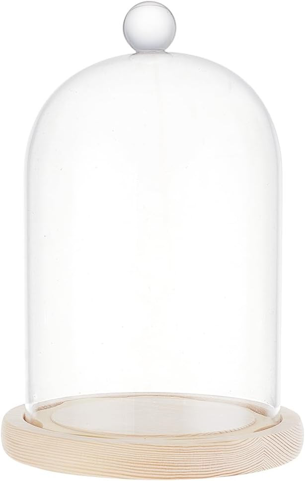 BENECREAT 8x4.5inch Glass Display Dome Inch Cloche Dome with Base Clear Dustproof Dome with Handl... | Amazon (US)