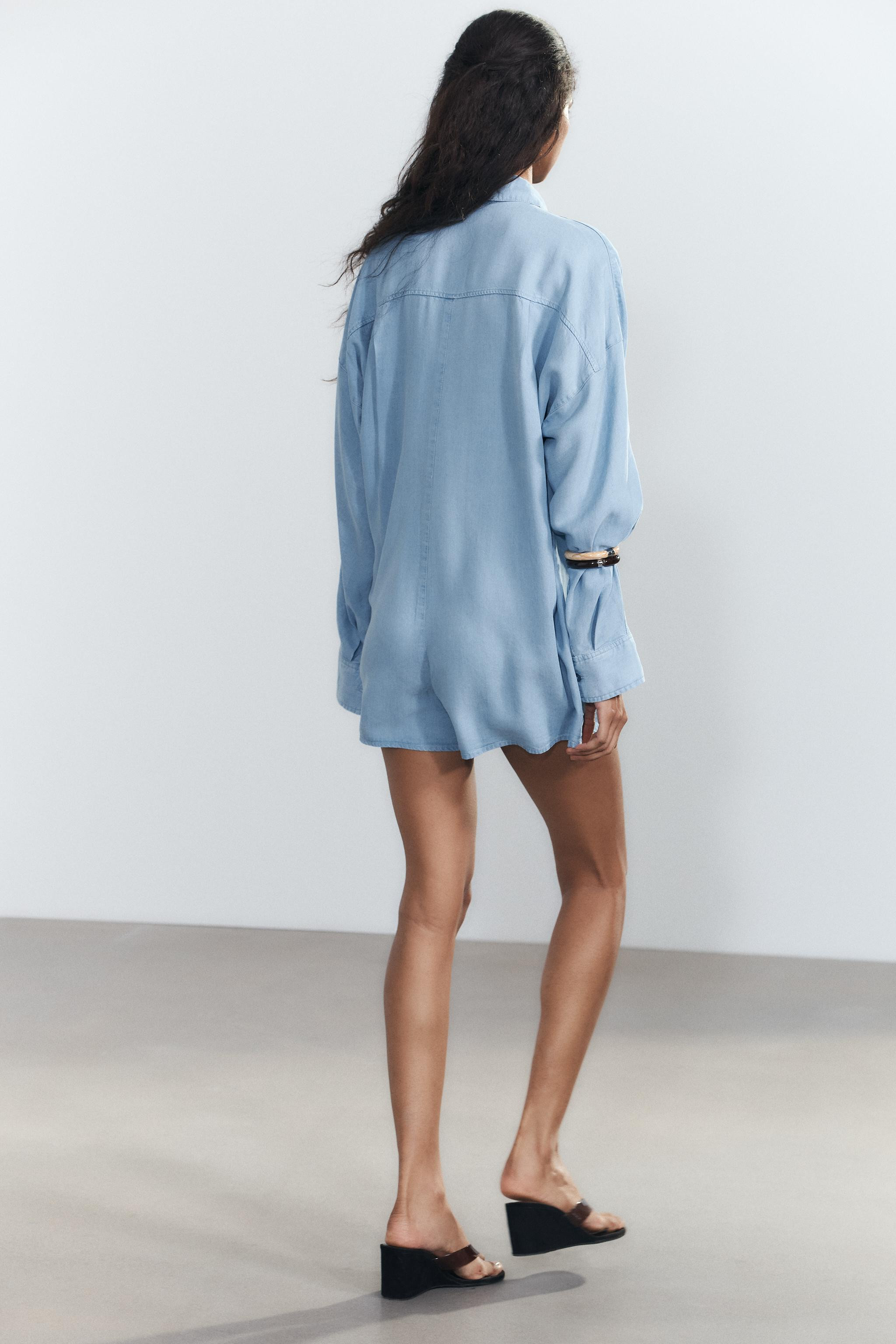 SHORT FLOWY TRF DENIM JUMPSUIT | Zara US