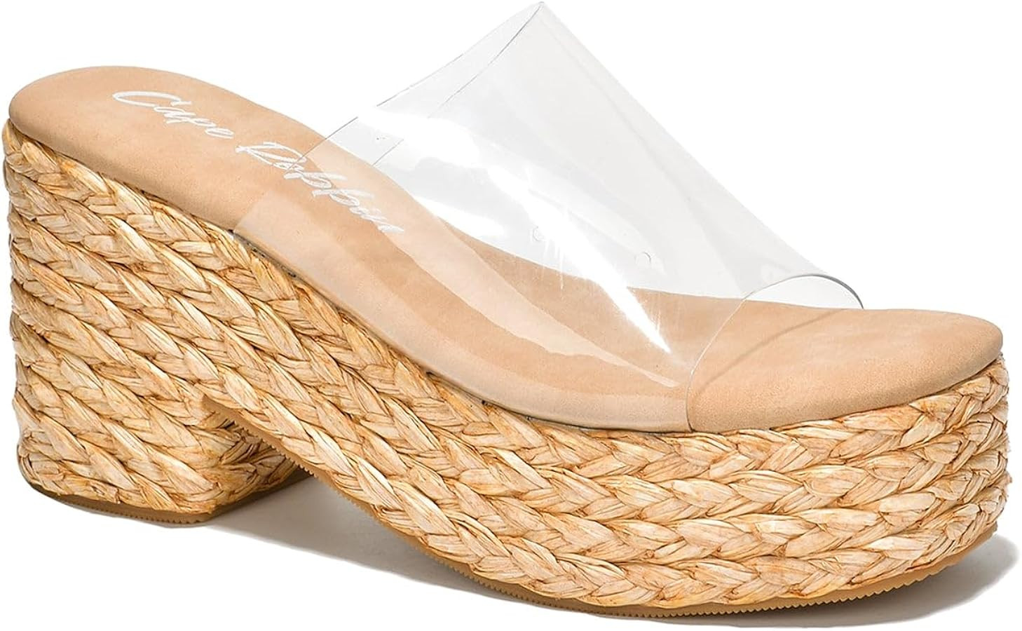 Cape Robbin Women Espadrilles Raffia Platform Heel Slide Sandals | Amazon (US)