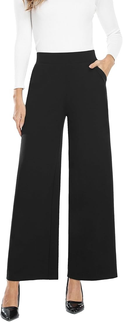 MISS MOLY Women's High Waist Wide Leg Palazzo Pants Business Casual Stretch Trousers Dress Pants | Amazon (US)