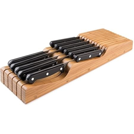W Selections Bamboo Knife Drawer Organizer Block - Kitchen Storage Holder for Knives Organization -  | Amazon (US)