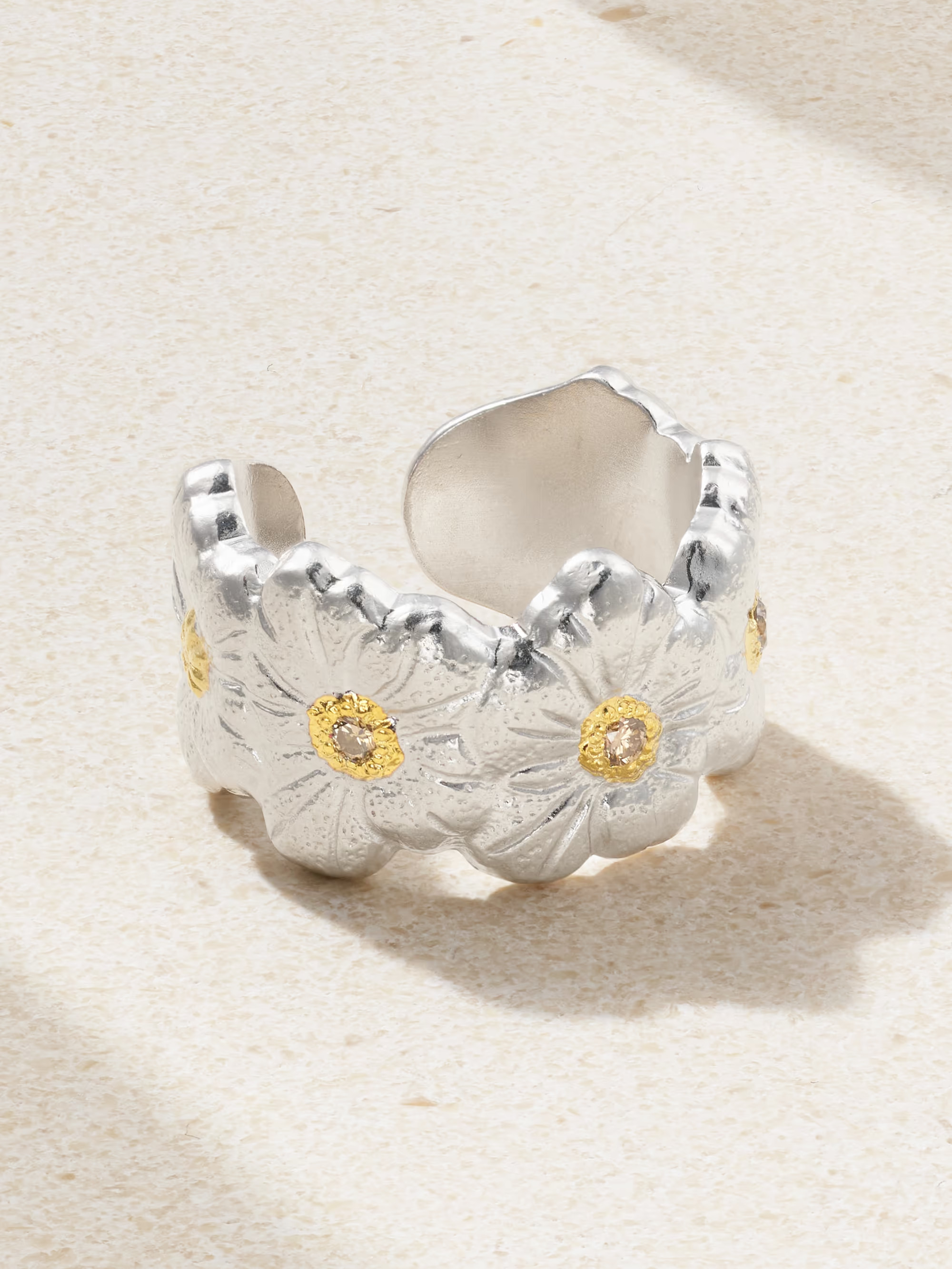 Blossoms Eternelle sterling silver and gold vermeil diamond ring | NET-A-PORTER (UK & EU)