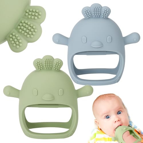 Socub 2 Pack Silicone Baby Teether Toys for Infants 3-6 6-12 Months, BPA Free Anti-Drop Silicone Mitten Teething Toy, Baby Chew Toys for Sucking Needs, Newborn Essentials & Baby Shower Gifts(Girl/Boy) | Amazon (US)