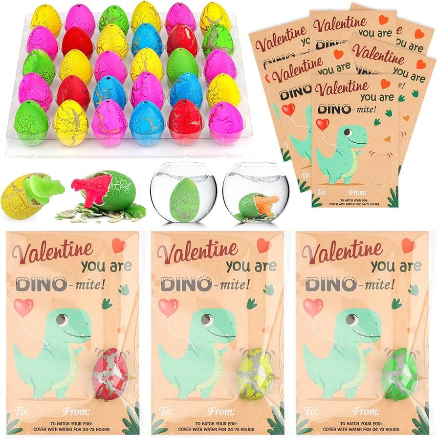 Mepmela Valentines Dinosaur Pary Favors, 30 Pack Valentines Day Cards with Dinosaur Eggs Hatching... | Amazon (US)