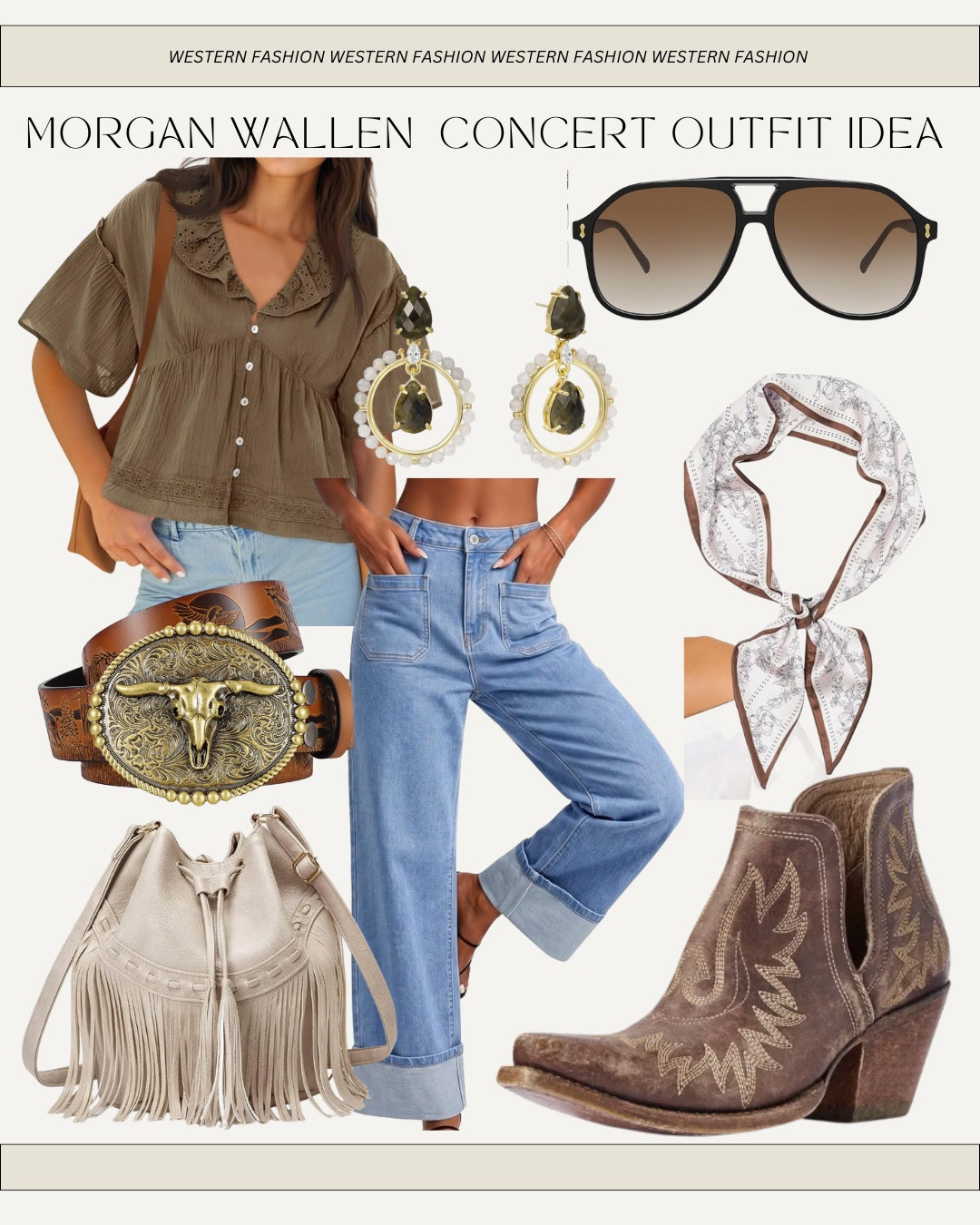 Country concert outfit idea from Amazon for Morgan Wallen ￼