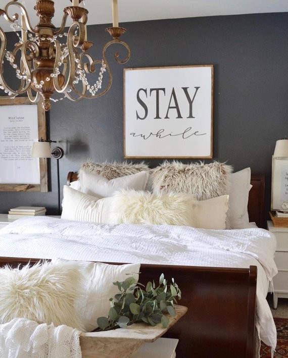 Stay Awhile Sign, 3'x3', Stay Awhile Farmhouse Decor, Farmhouse Sign, Wall Decor, Home Decor, Wood S | Etsy (US)