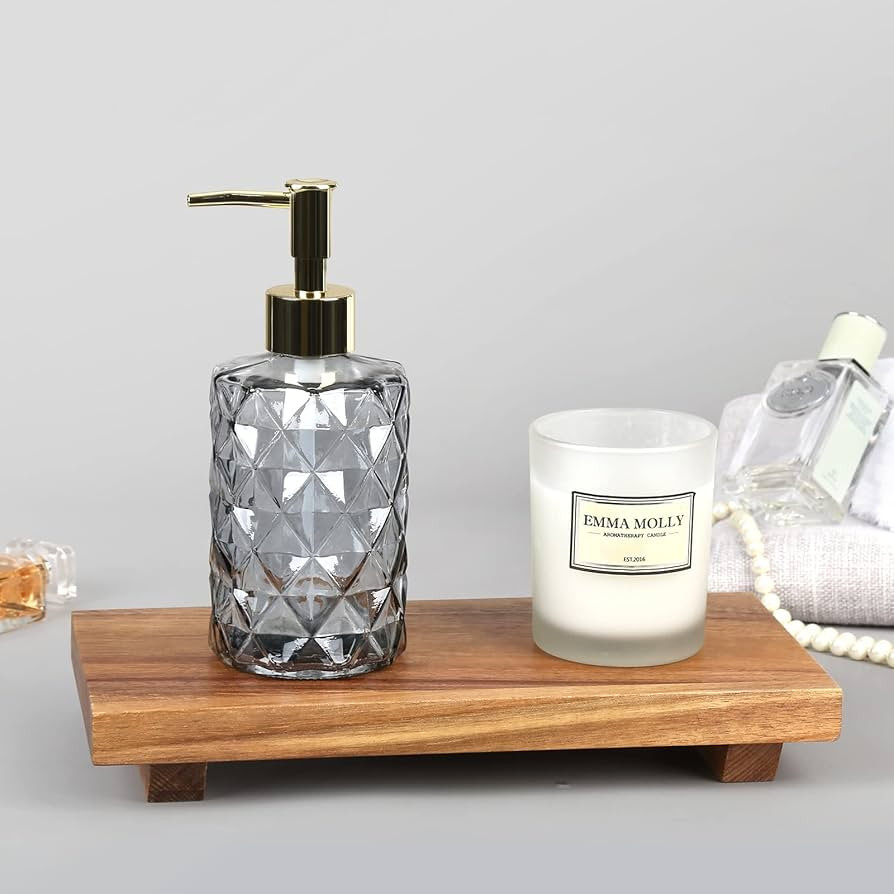 MERVAGIN Rustic Wooden Pedestal Stand Riser Tray, Soap Dish and Plant Holder for Kitchen and Bath... | Amazon (US)