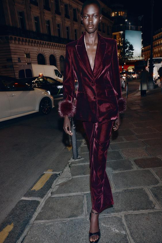 VELVET WIDE LEG PANTS | Zara US