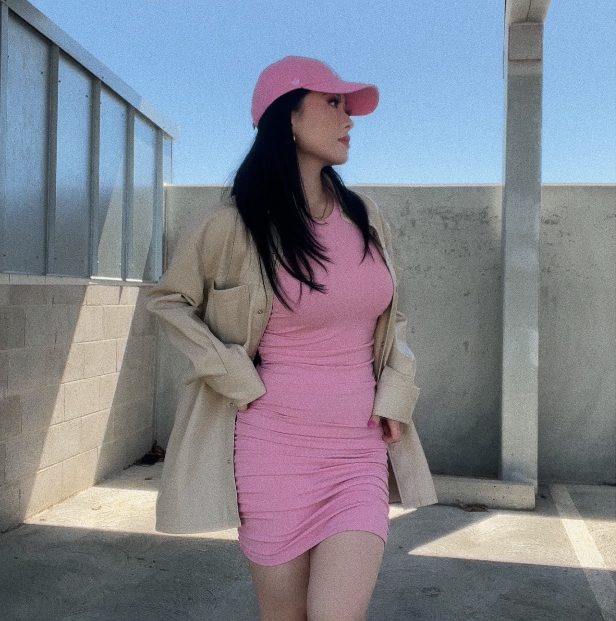 Pink ruched mini dress, oversized beige leather jacket, pink yankees hat, pink outfit, spring outfits, Amazon finds, Amazon fashion, Topshop, Nordstrom 



#LTKFind #LTKSeasonal #LTKstyletip