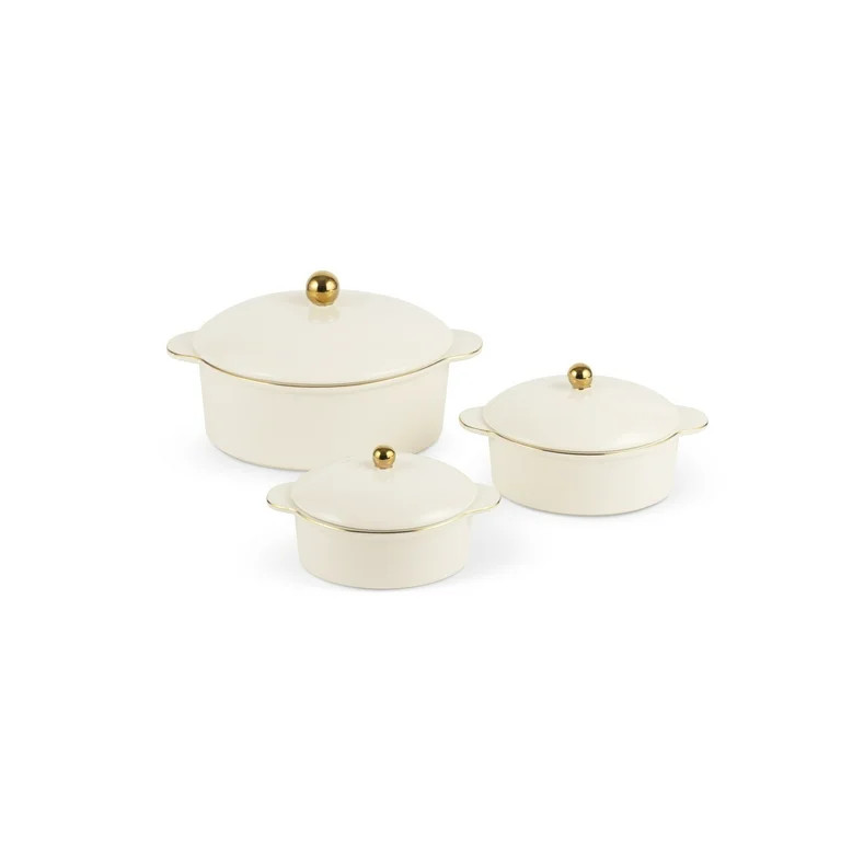 Thyme & Table 3-Piece Ceramic Casserole Set - Cream | Walmart (US)