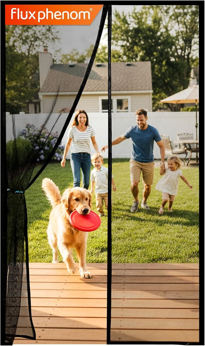 Flux Phenom Magnetic Screen Door - Bugs Out, Breeze in - 9min Install Auto-Sealing Heavy Duty Dou... | Amazon (US)