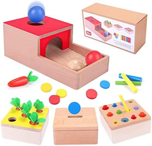 Ancaixin Montessori Wooden Toys for 1 Year Old Baby, 4 for 1 Set with Object Permanence Box, Coin... | Amazon (US)