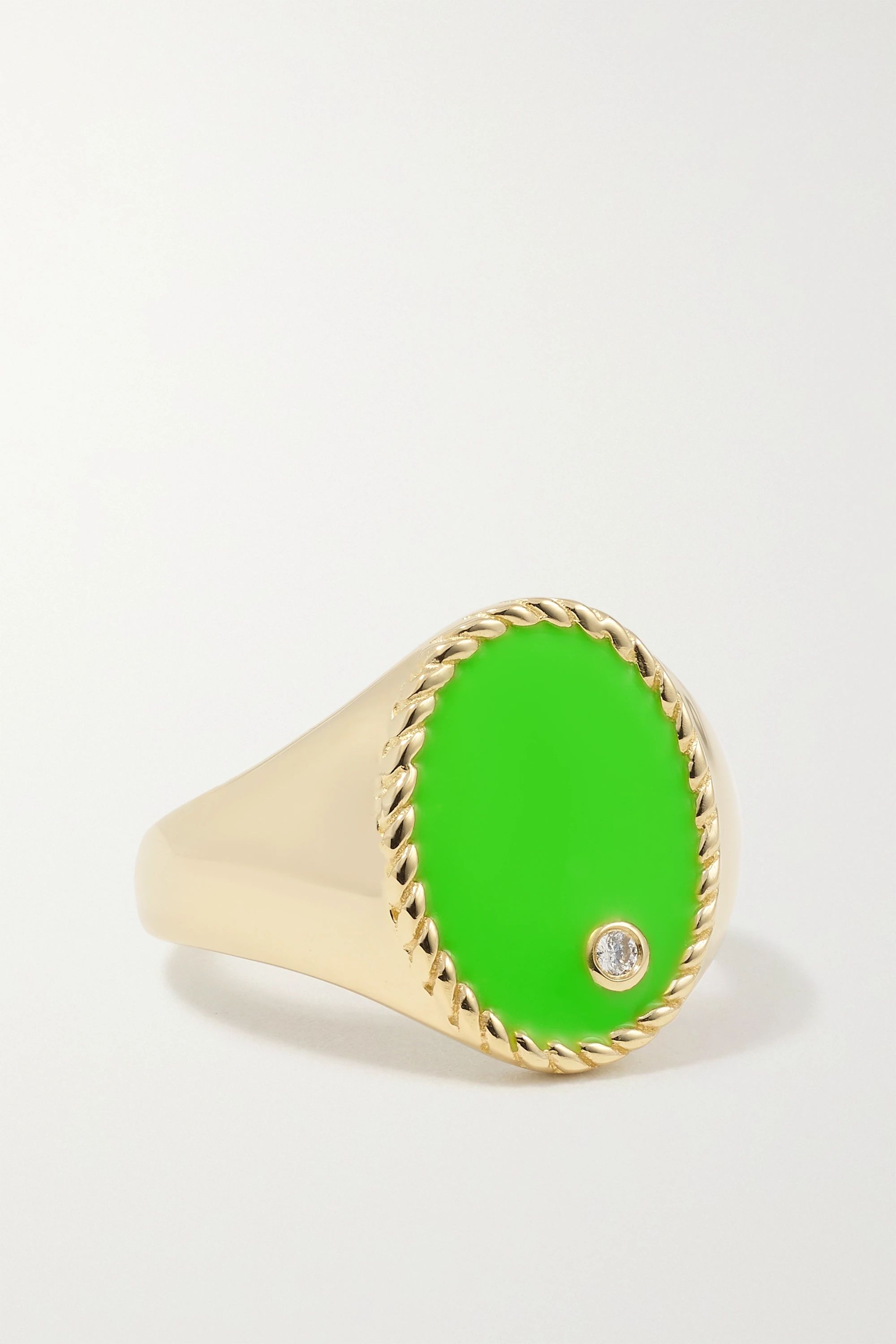 9-karat gold, enamel and diamond signet ring | NET-A-PORTER (UK & EU)