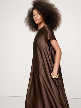 Italian Satin Trapeze Maxi Dress | Banana Republic (US)