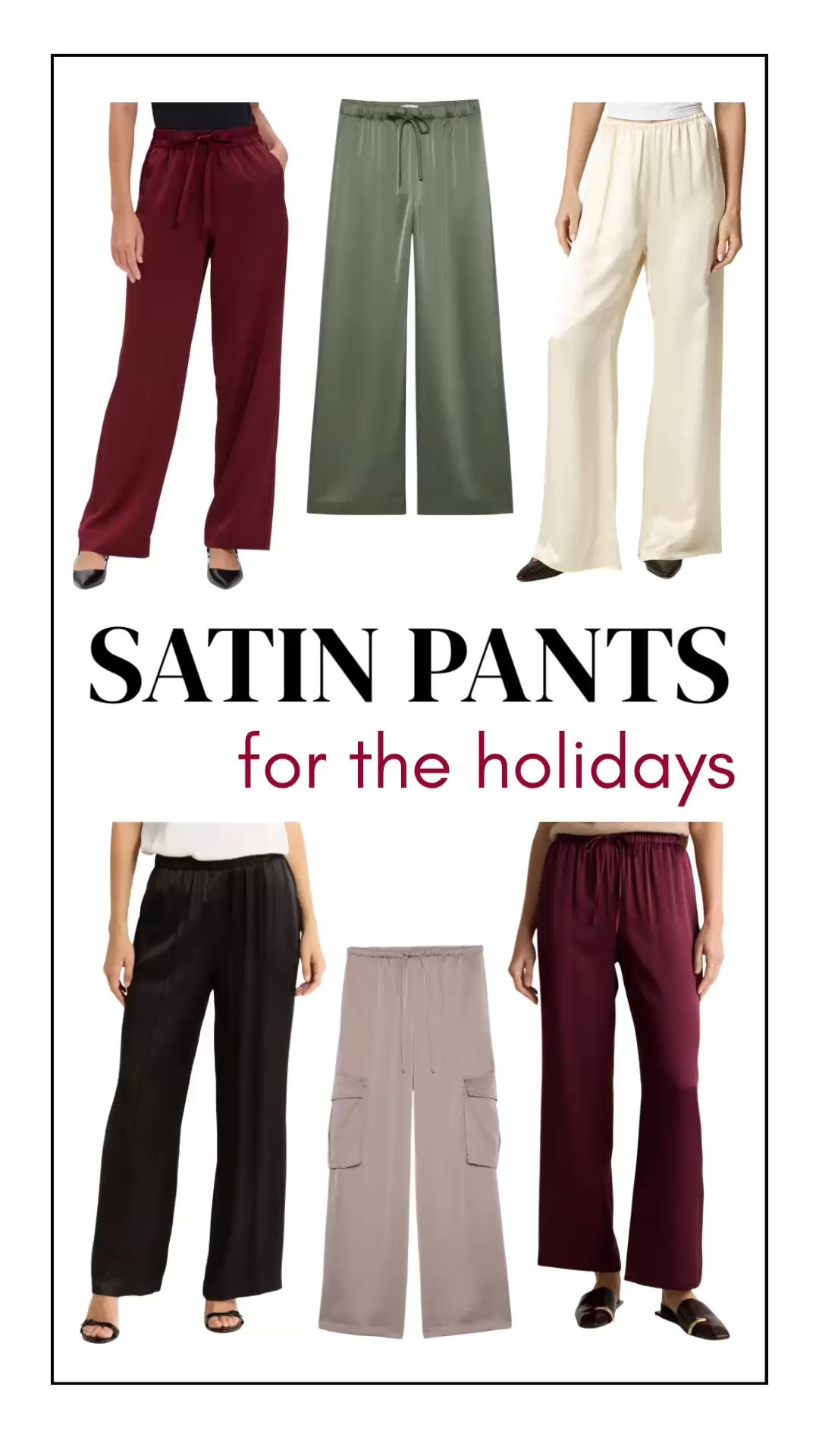 If you want something festive but still incredibly comfortable, these satin pants are such a delight.

I’ve worn them with cozy sweaters and fun blouses. They look good with everything! ✨ 

#LTKHoliday #LTKSeasonal