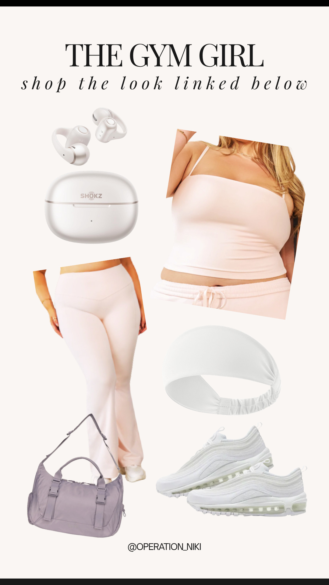 Starting your fitness journey is always easier when you have an outfit that makes you feel motivated and confident! ✨ This stylish ensemble features a light pink athletic top and matching flared leggings for comfort and movement, paired with classic all-white athletic sneakers and a matching white headband.

To complete the set and make your workout a success, I’ve included high-performance wireless earbuds and a stylish, durable gym bag to carry all your essentials. This entire 'Gym Girl' outfit and gear list is available on my LTK shop!



Shop this complete gym look linked below! 🛒



Follow for more @OPERATION_NIKI on IG, TikTok, & Facebook

#AmazonFashion #PopFlex #Nike #Calpak #GymGirl #Activewear #OperationNiki #WorkoutOutfit #FitnessStyle #GymEssentials #AmazonFinds #WorkoutGear

#LTKfitnessgoals #LTKMidsize #LTKPlusSize