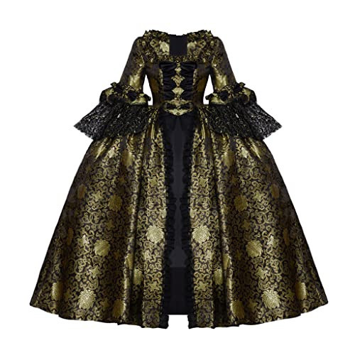 RoleplayCos Queen Marie Antoinette Rococo Ball Gown Gothic Victorian Dress Costume 18th Century Colonial Dress Women (S, Black and gold) | Amazon (US)