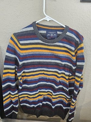 American Eagle Athletic Fit Colorful Striped Wool Blend Sweater Men's Large | eBay US