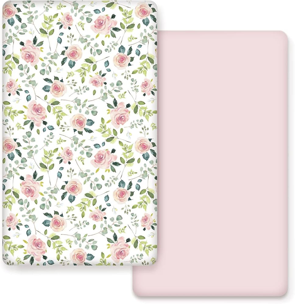 GRSSDER Stretchy Ultra Soft Jersey Knit Fitted Crib Sheets Set 2 Pack, Cozy Crib Sheet Girl Fits ... | Amazon (US)