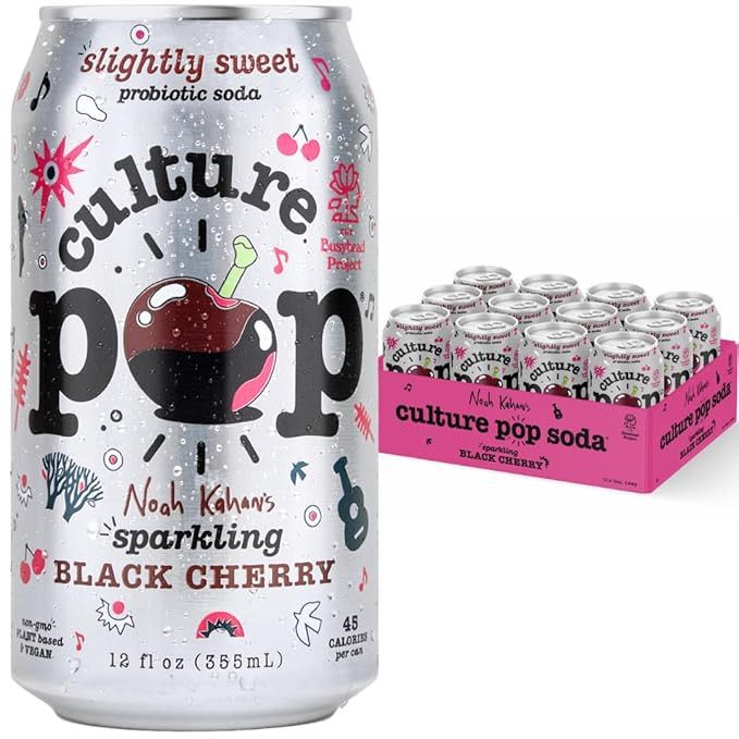 Culture Pop Soda, Noah Kahan's Sparkling Black Cherry, Probiotic Low Sugar Soda, Sparkling Juice ... | Amazon (US)