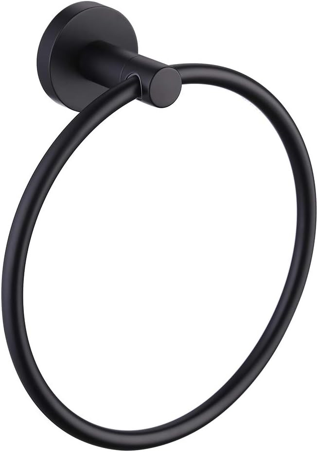 KES Towel Holder Ring Bathroom Accessory SUS 304 Stainless Steel Wall Mounted Towel Ring Matte Bl... | Amazon (US)