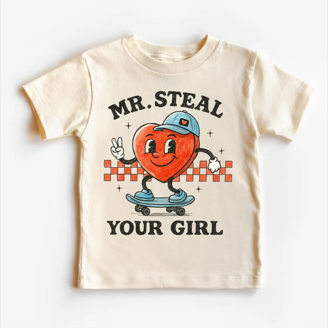 Mr. Steal Your Girl Boys Valentine's Day Shirt - Boys Skateboard Valentine Tee - Etsy | Etsy (US)