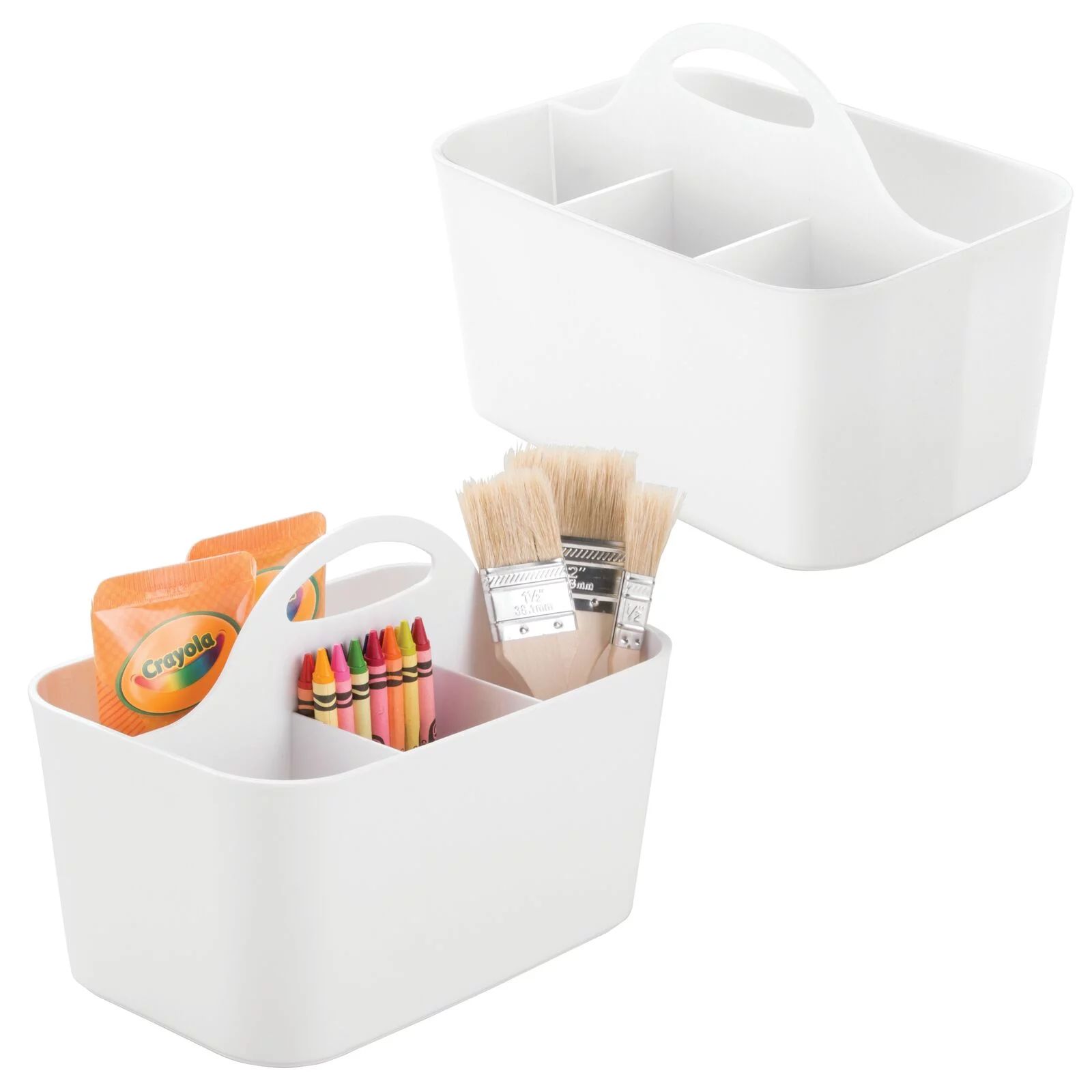 mDesign Plastic Portable Craft Storage Organizer Caddy Tote, Divided Basket Bin with Handle for C... | Walmart (US)