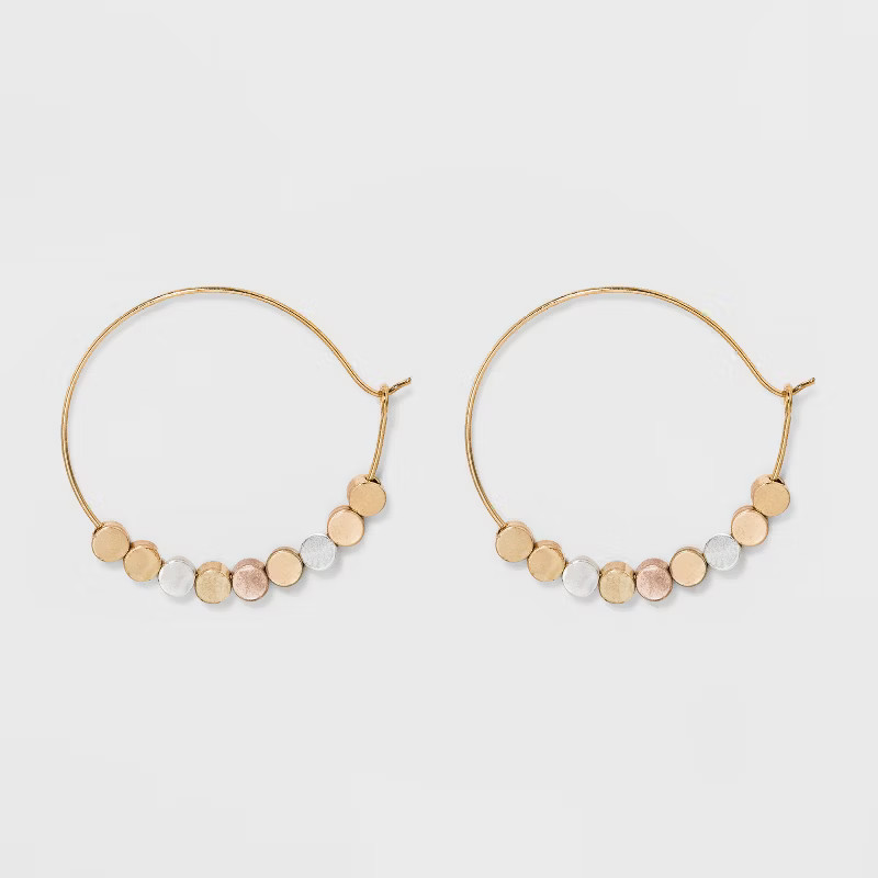 Brass beads Hoop Earrings - Universal Thread™ Gold | Target