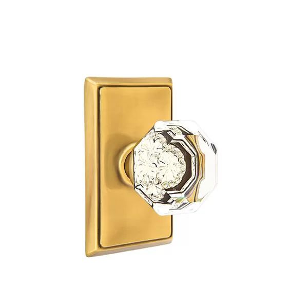 French Antique Brass Passage Old Town Clear Knob with Rectangular Rose (Part number: 8121OTUS7) | Wayfair North America
