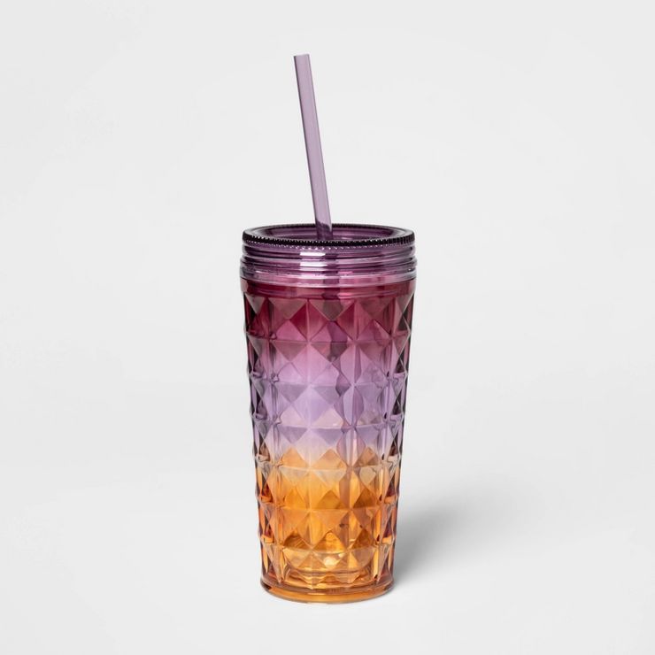 19oz Plastic Ombre Tumbler with Straw Pink - Sun Squad™ | Target