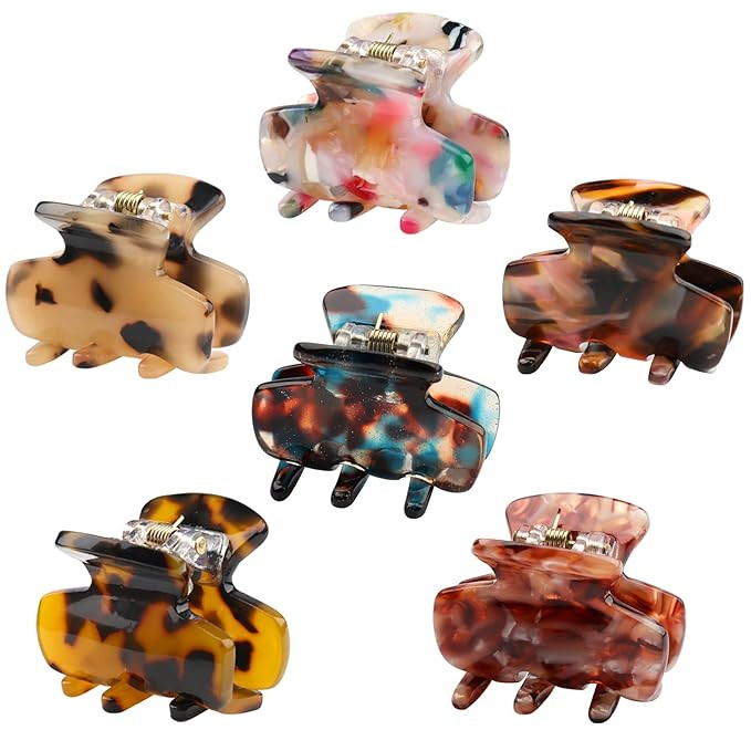 6 PCS Small Hair Claw Clips 1.4 Inch Tortoise Claw Clip for Women Girls Mini Size Leopard Print A... | Amazon (US)