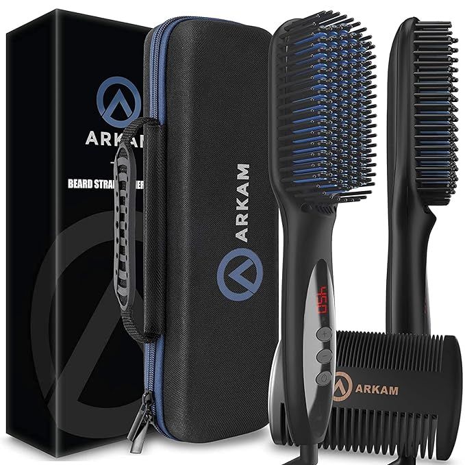 Arkam Beard Straightener for Men -Premium Heated Beard Brush Kit w/ Anti-Scald Feature, Dual Acti... | Amazon (US)