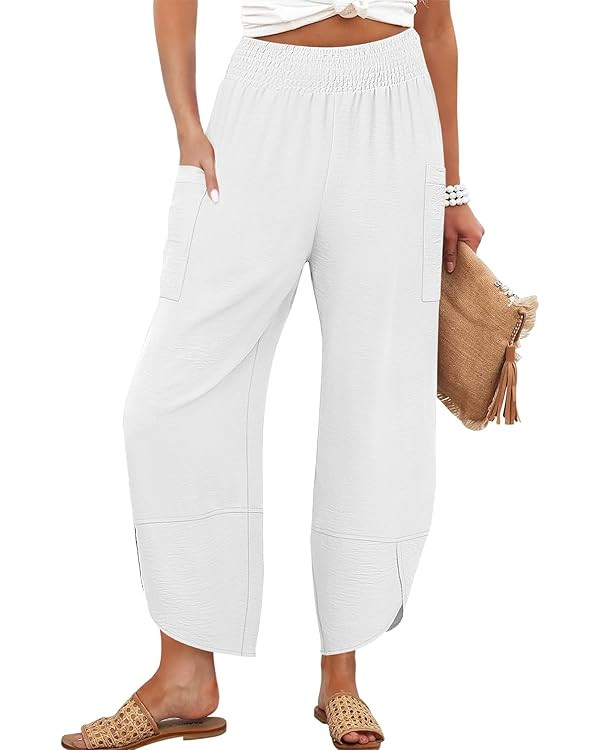 ANRABESS Capris Pants for Women Wide Leg Palazzo Cropped 2025 Summer Casual Loose High Waisted Lo... | Amazon (US)