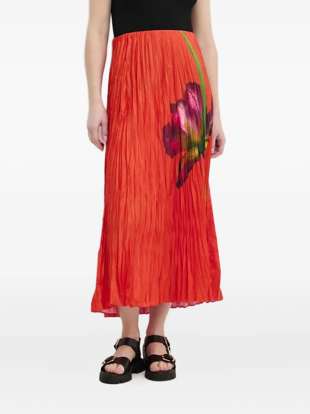 pleated floral print midi skirt | Farfetch Global