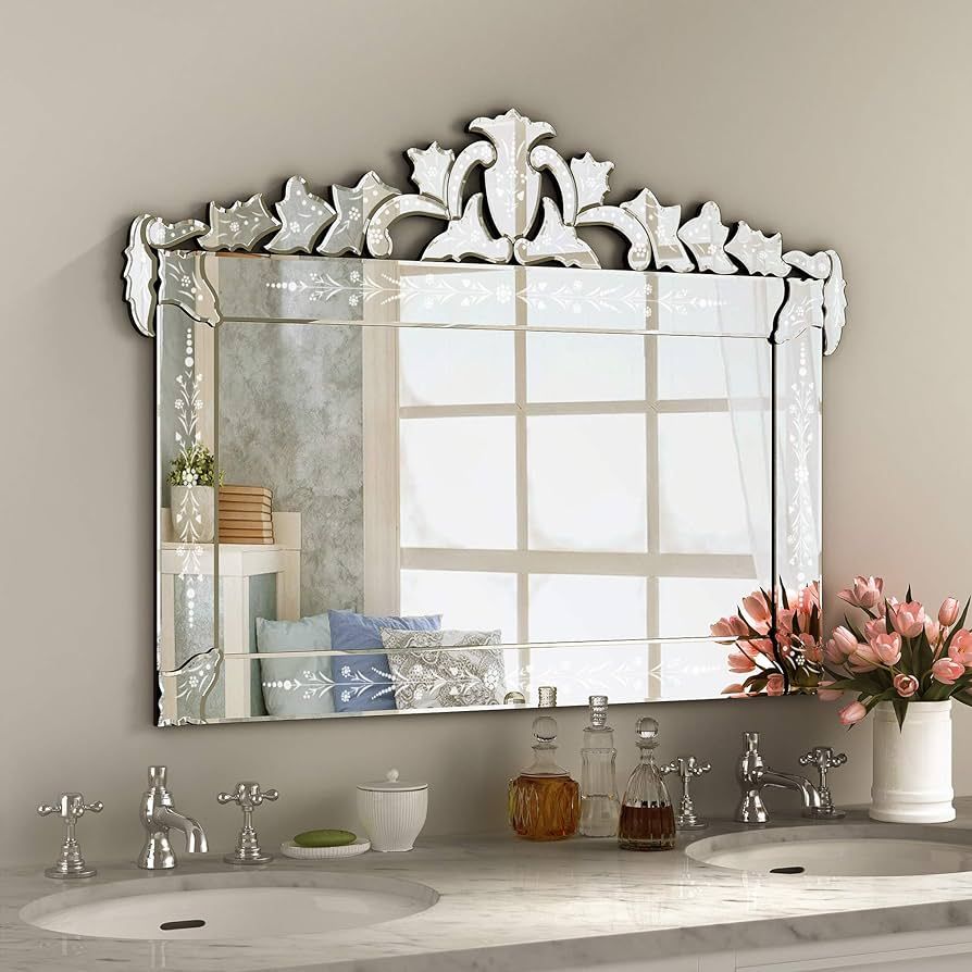 KOHROS Largr Wall Mounted Rectangle Mirror for Wall Decor Venetian Mirror for Living Room, Bathro... | Amazon (US)