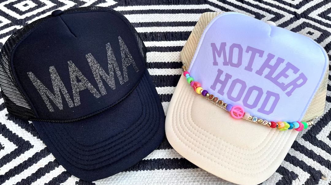 HappyMama Trucker hat, smiley face trucker hat, smiley face hat, Mother’s Day gift, mama hat, m... | Etsy (US)