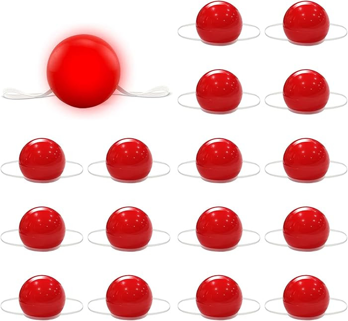 Haull 24 Pcs Bulk Red Light up Noses Christmas Reindeer LED Red Clown Noses Blinking Decor Clown ... | Amazon (US)
