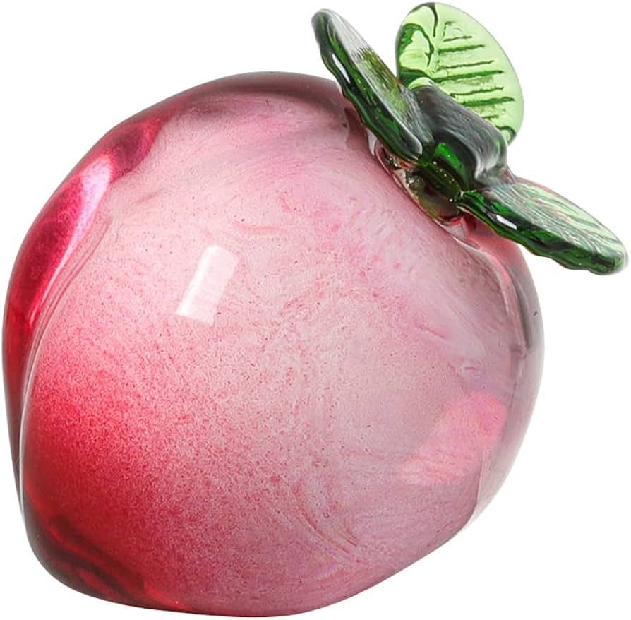 JOONOR Crystal Peach Statue Ornament Decorative Artificial Fruit Glass Figurine Tabletop Paperwei... | Amazon (US)