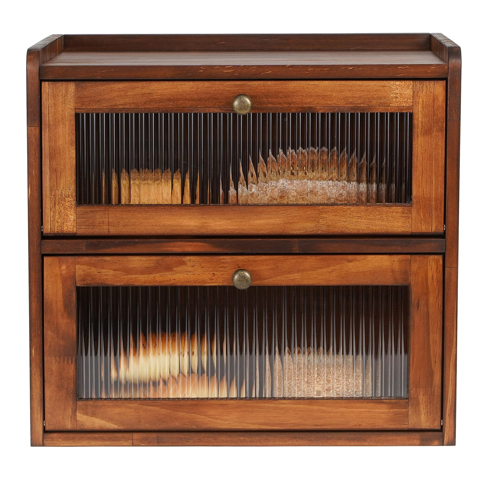 Sunhoo Bread Box for Kitchen Countertop Wooden Bread Storage Container Bin 2 Layer Breadbox Holde... | Amazon (US)