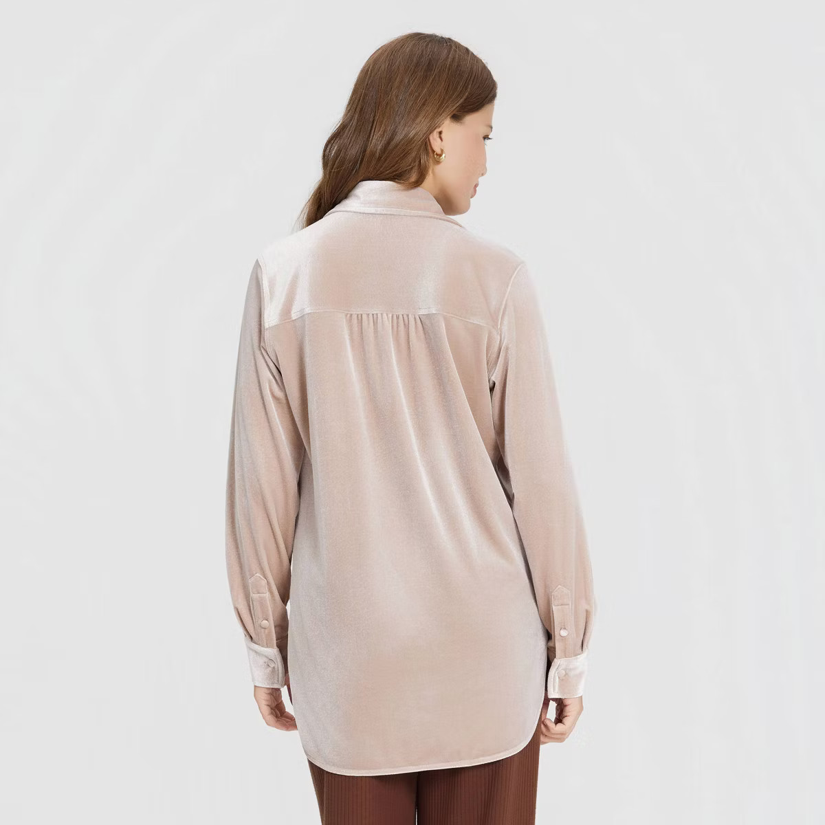 Women's Long Sleeve Collared Velvet Button-Down Shirt - Universal Thread™ | Target