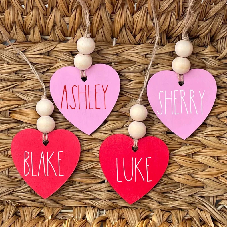 Personalized Beaded Valentine Tags Wood Tags Gift Tags | Etsy | Etsy (US)